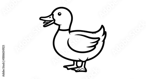 Simple Line Drawing of a Cute Duckling.
