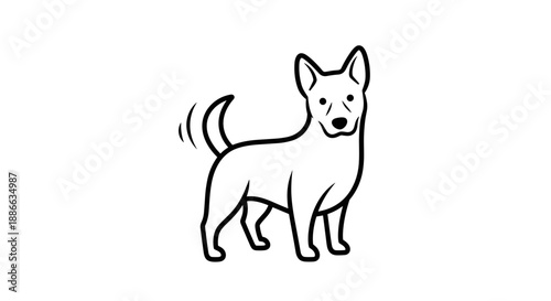 Simple Line Drawing of a Happy Dog Wagging Its Tail.