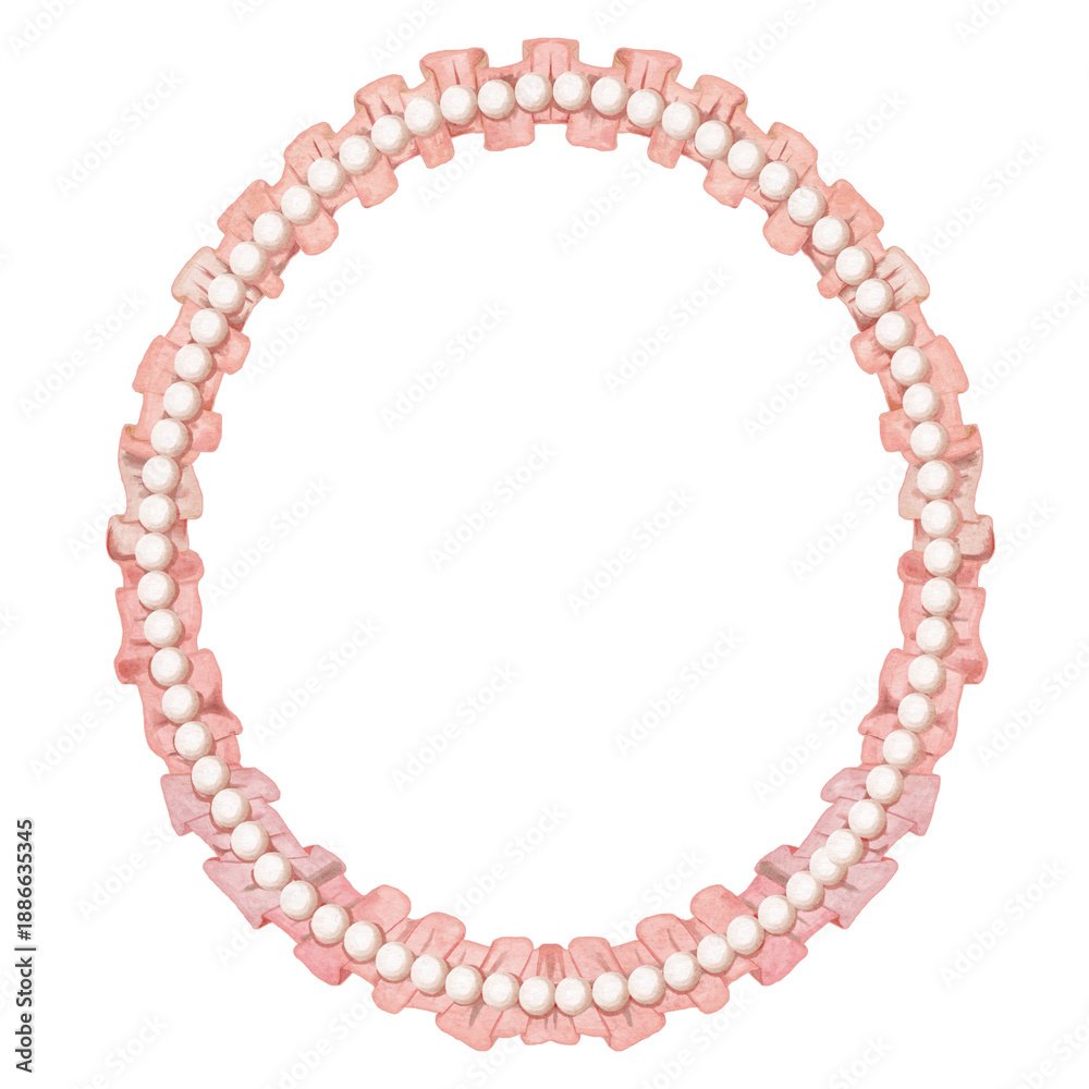 Obraz premium Watercolor Circular Pearl and Lace Border