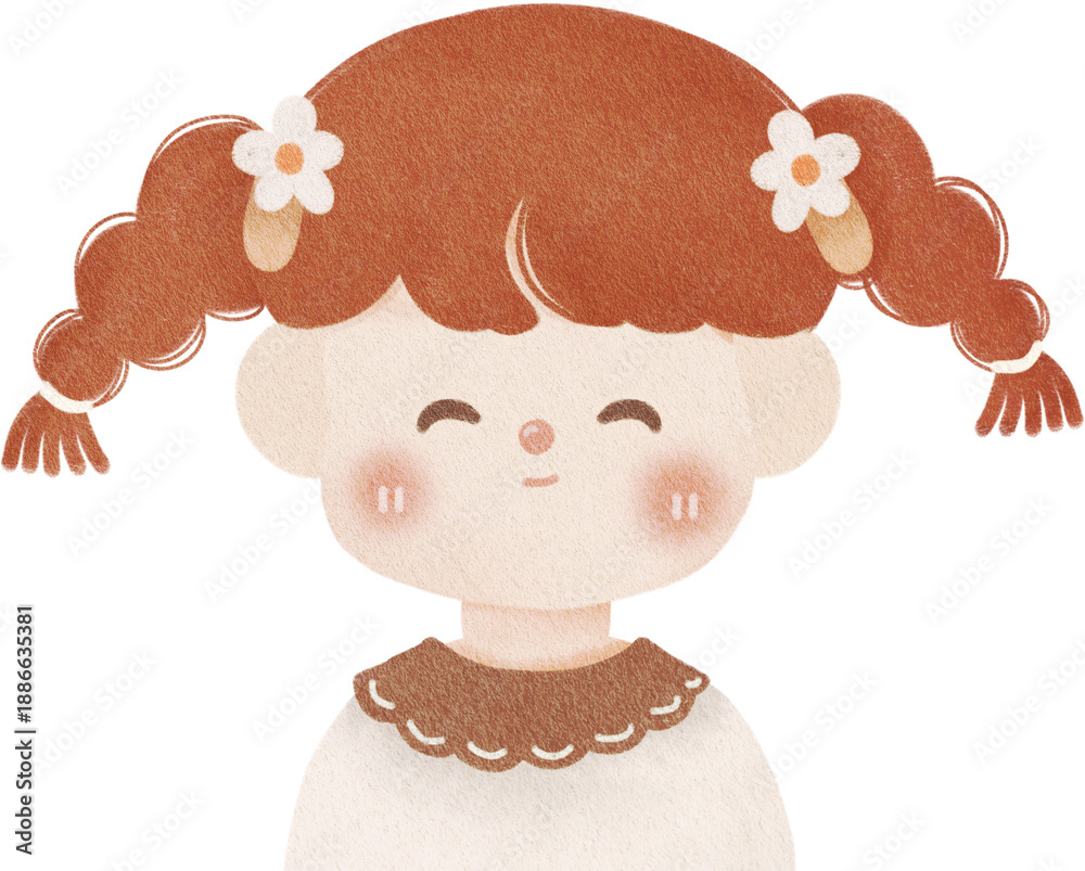 Fototapeta premium Cute girl clipart colloction - Hand Drawn Cartoon Children, Cute Kids Clipart, cartoon children, cute girl clipart, nursery kids PNG 