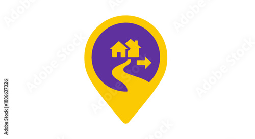Home Relocation Map Pin Icon. Concept of Real Estate Moving, Property Search, New House Location Journey. Finding a Home