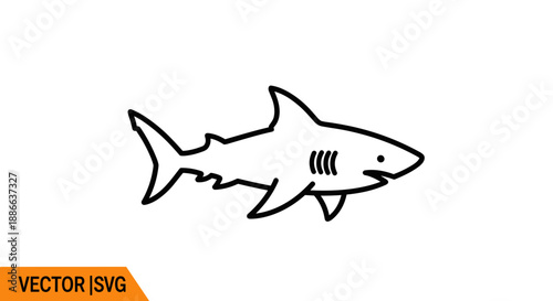 Simple Outline Icon of a Shark.