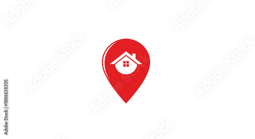 Home location map pin icon. Modern real estate property search symbol, find address graphic for navigation and residential services.