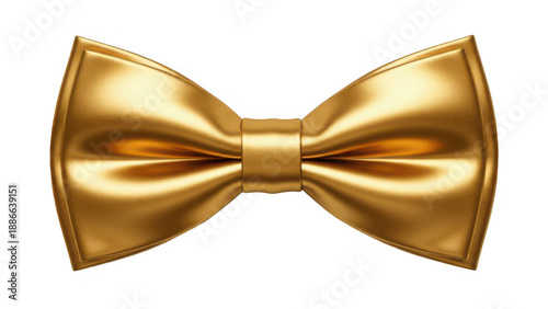 A realistic golden bow tie illustration with intricate details on transparent background