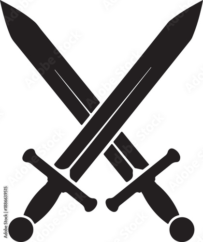 Cross swords icon, crossing swords and battle axe, ancient weapon icons, sword logo icon vector illustration