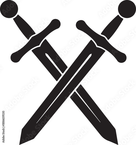 Cross swords icon, crossing swords and battle axe, ancient weapon icons, sword logo icon vector illustration