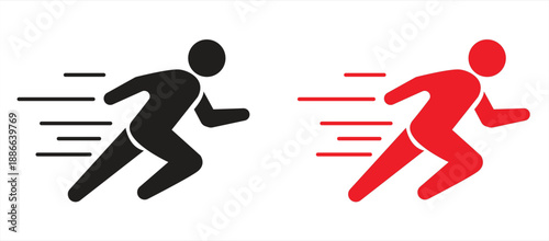 Running person icon, person symbol, sprinter. Isolated on white background, vector illustration.

