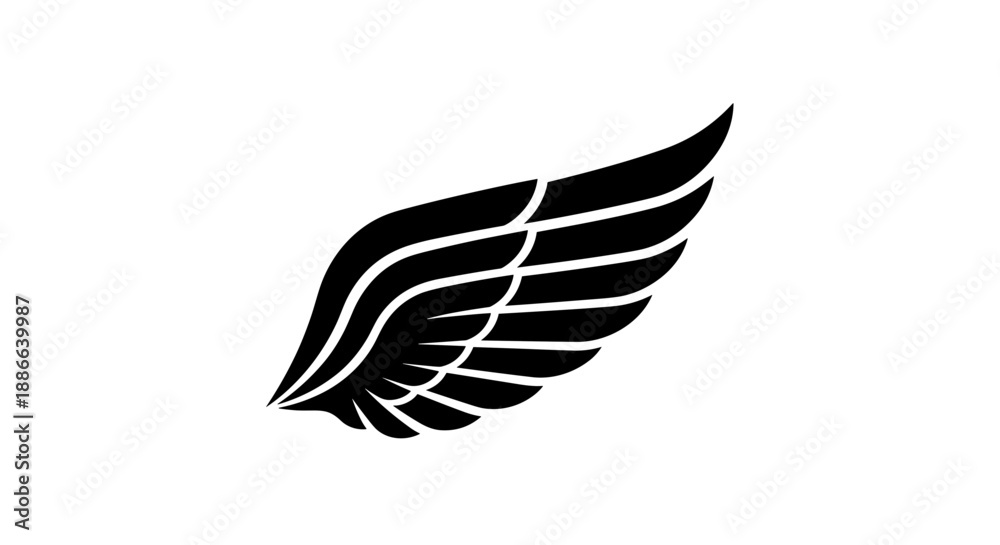 Obraz premium Stylized Black Wing Graphic Design Element.