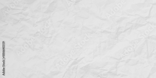 White clean crumpled paper background. Horizontal crumpled empty paper template for posters and banners. Vector illustration