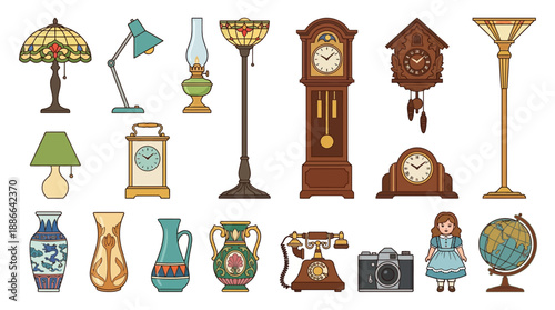 Vintage Home Decor and Antique Objects Collection.