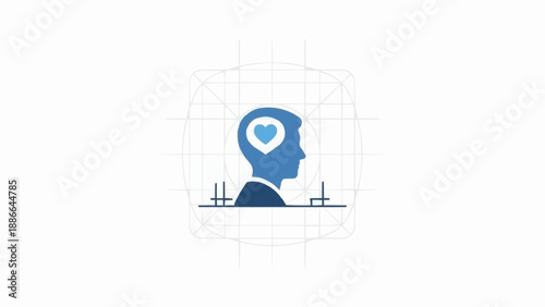 Blue silhouette of a human head.