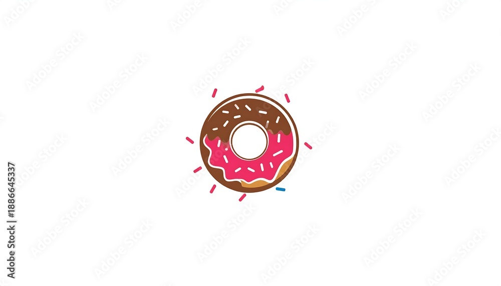 Obraz premium Delicious Donut with Chocolate Glaze and Pink Frosting Illustration.