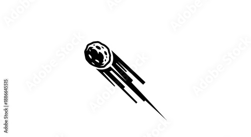 Stylized illustration of a falling meteor with a fiery tail.