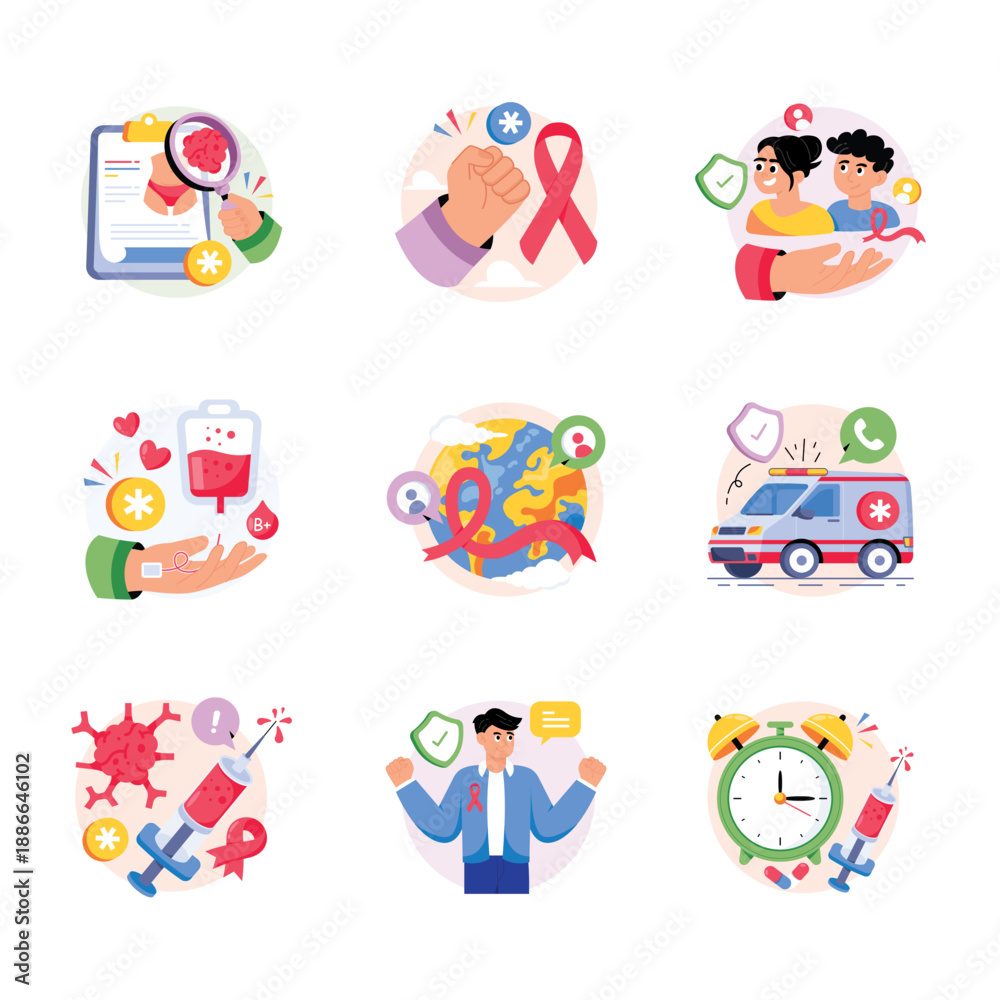 Fototapeta premium Cancer Awareness Concepts Style illustrations set 2