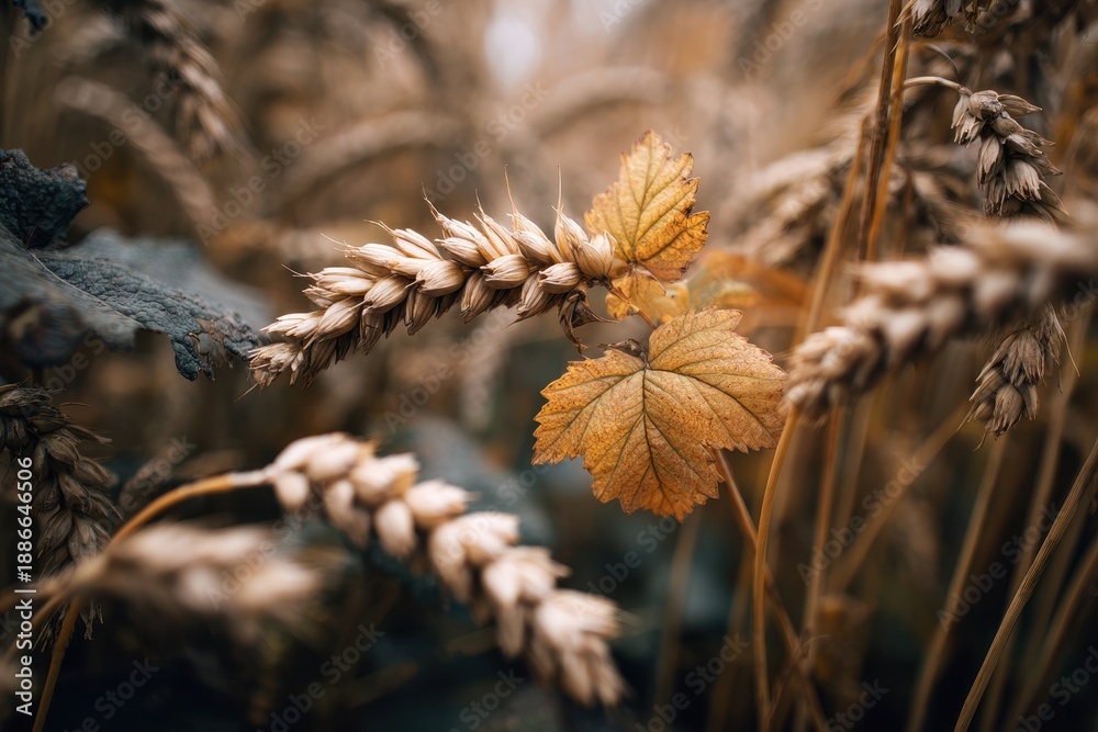 Fototapeta premium Post harvest wheat in fall