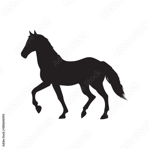 Running horse black silhouette. Vector illustration.
