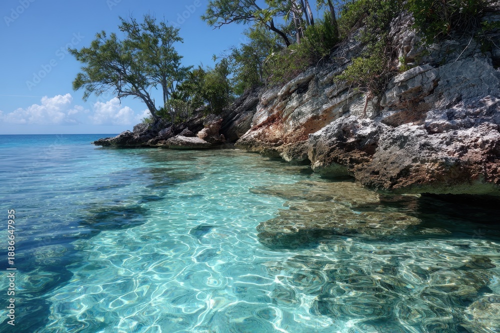 Fototapeta premium Pristine azure waters from an isolated island