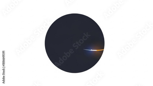 Eclipse Moon with Sunlight on Edge Isolated on White Background