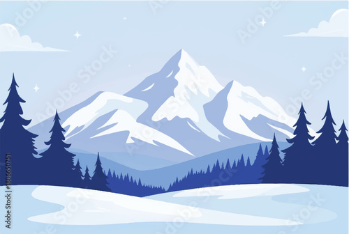 Mountain covered with snowy. Mountain landscape. Illustration of snowy mountain landscape.