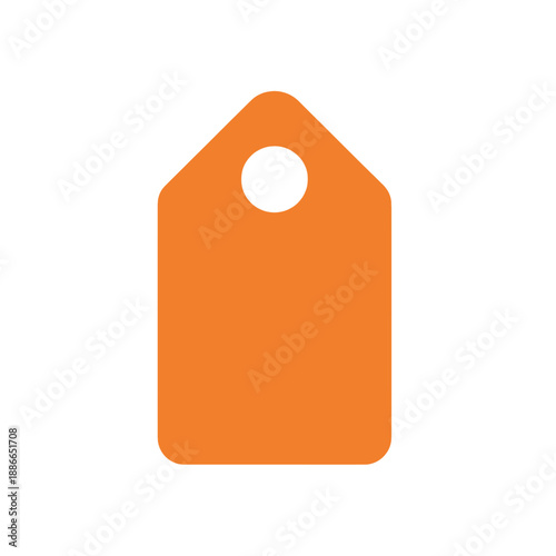 Flat orange tag icon with a hole at the top.