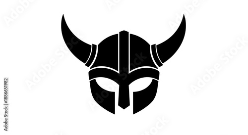 Viking Helmet Silhouette Icon Symbol.