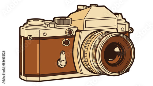 Vintage camera illustration capturing timeless photography moments with intricate details.