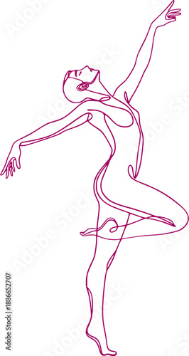 Elegant ballerina lineal art draw pose art