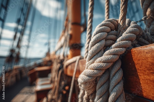Sailboat mast detail on summer tourist boat
