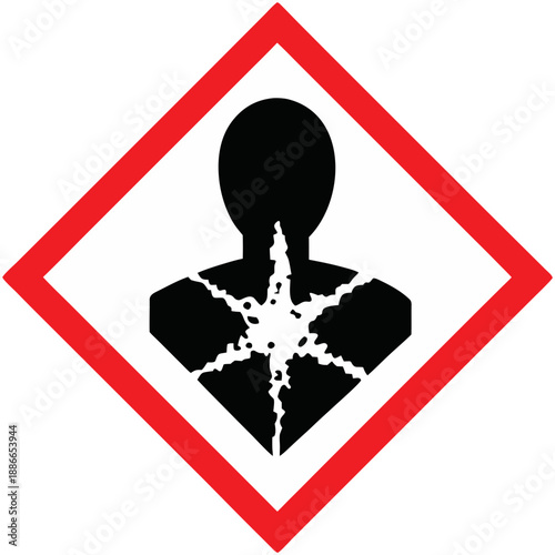 Carcinogen warning sign symbolizing health risks and hazards, vector