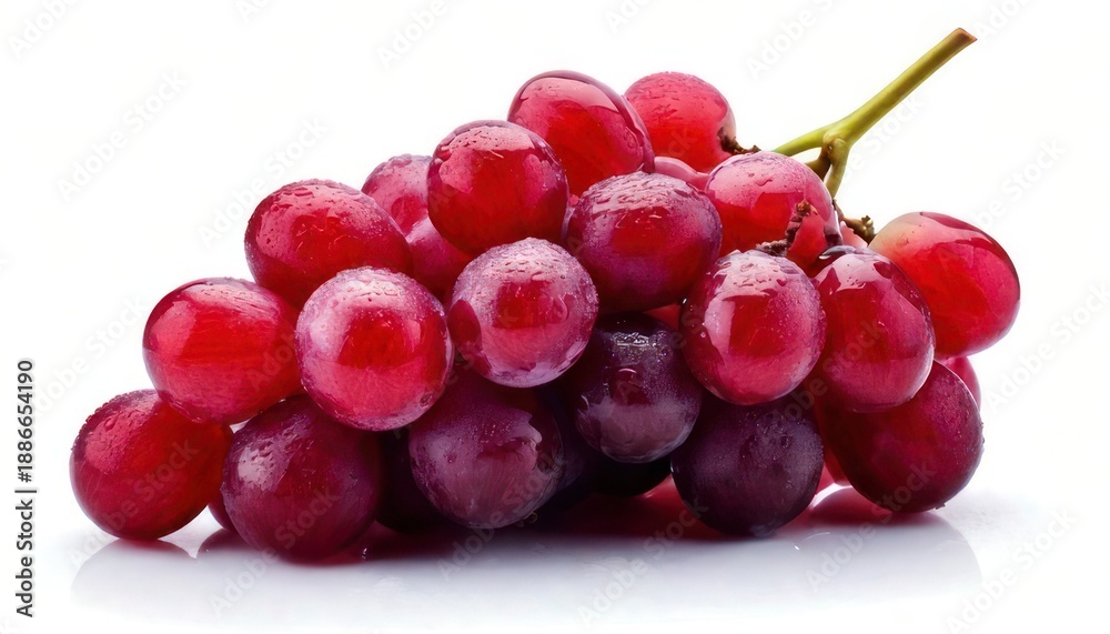 Fototapeta premium Fresh Red Grapes Cluster on White Background.