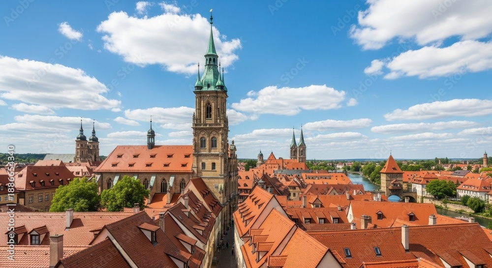 Obraz premium Bambergs Historic Charm - A Panoramic View of the Old Town.