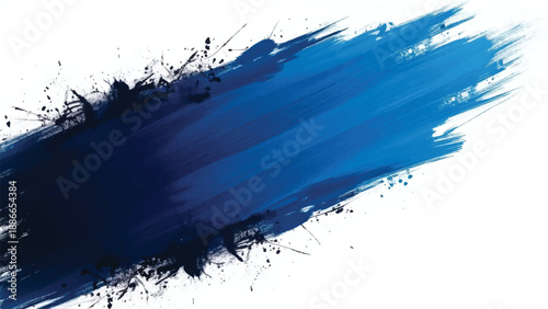 Blue paint brush strokes abstract background. Brush strokes art. Ble brush stroke on white background. 