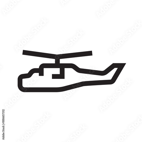 attack helicopter black line icon. Vector isolated element.