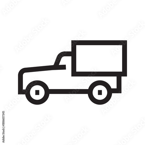 military truck black line icon. Vector isolated element.