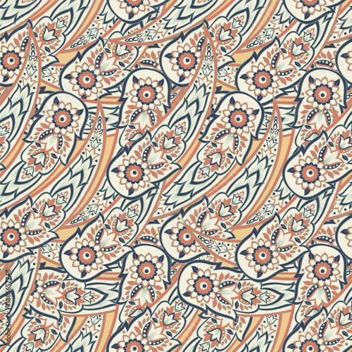 floral vector illustration in damask style. ethnic background