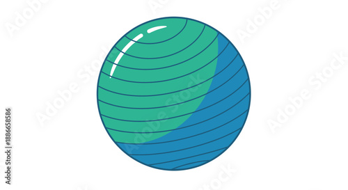 Green and blue exercise ball for fitness and yoga.
