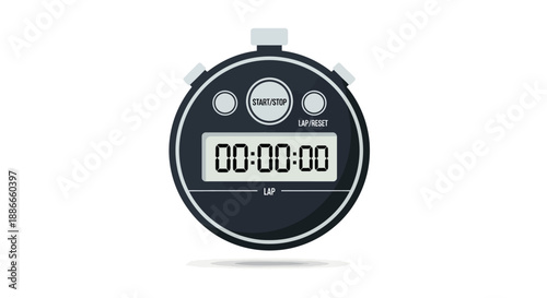 Digital Stopwatch Timer Isolated on White Background.