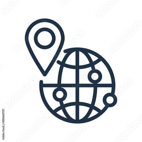 Global Delivery Tracking Pin Icon. Location Logistics Symbol.