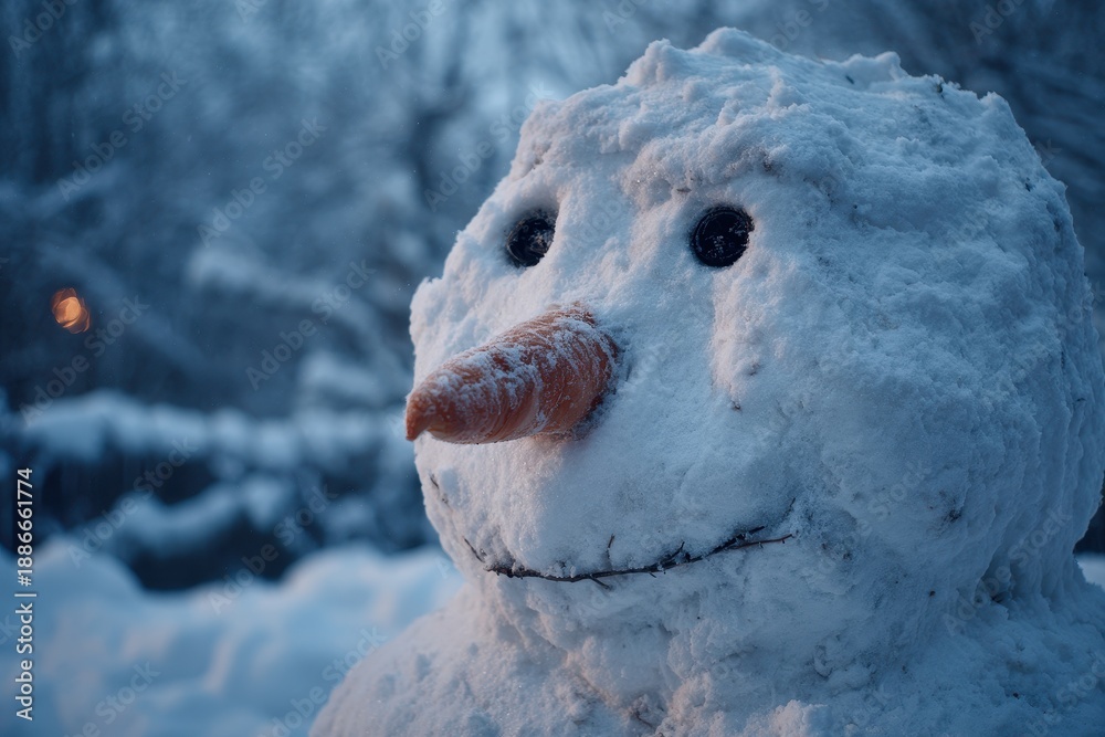 Obraz premium Snow figure at dusk with large nose