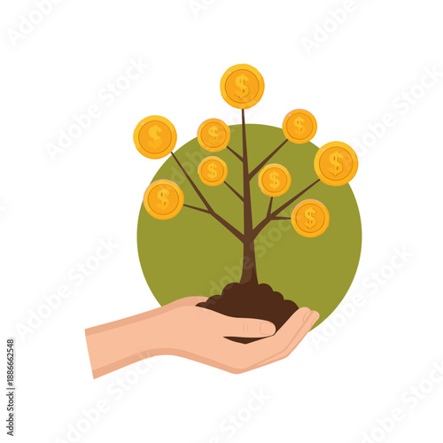 Growing wealth tree Vector