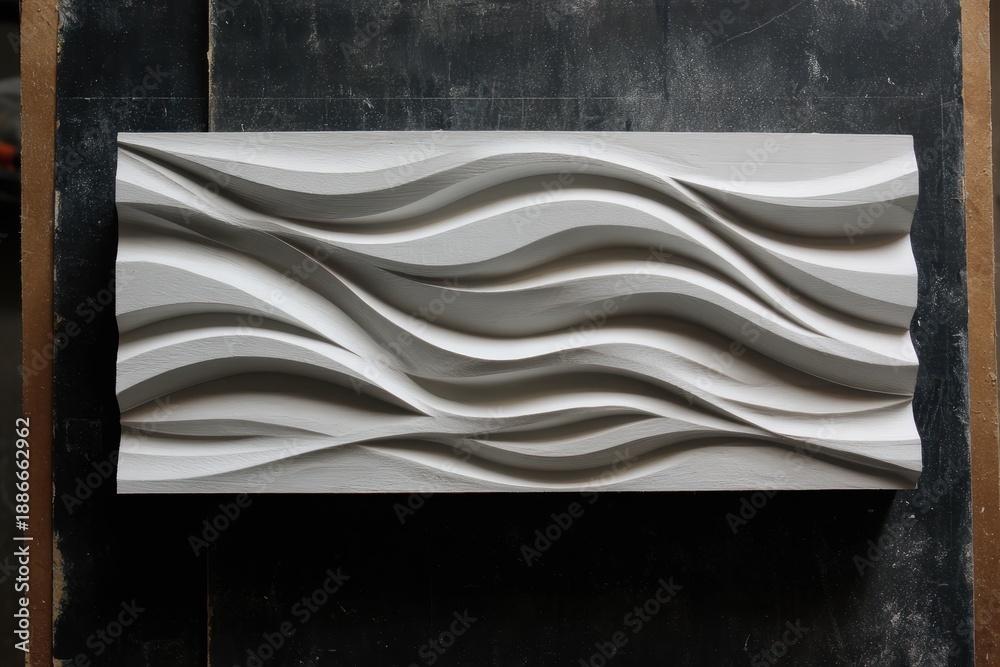 Obraz premium No 0948 crafted from white painted wood placed on a black sprayed wooden board as a backdrop