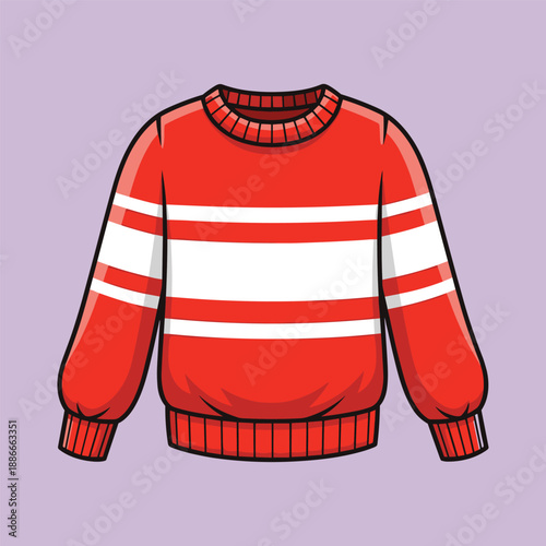 Red and white striped sweater Vector