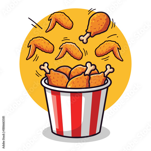 Bucket of fried chicken Vector
