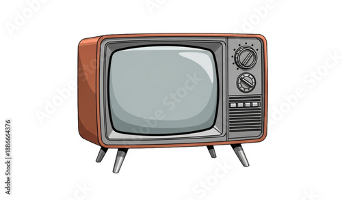 Old-fashioned retro television vector illustration isolated on white