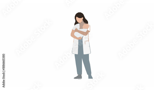 International Midwife Day Vector Midwife Caring for Baby Illustration