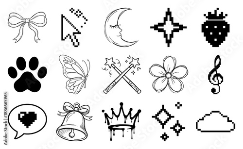 Coquette Aesthetic Mixed Media Element Kit for Girly Personalization and Digital Scrapbooking