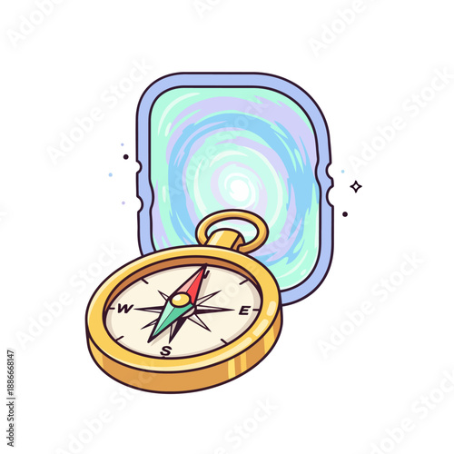 Vintage golden navigational compass for direction and exploration.