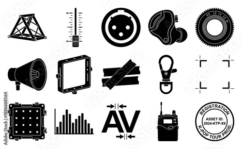 Isometric Technical Audio Visual Production Element Kit for Live Entertainment Tour Logistics