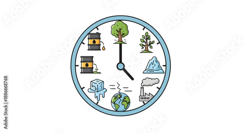 Conceptual Clock Illustrating the Urgency of Climate Change Action.