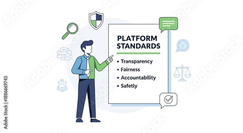 Man presenting platform standards checklist.